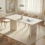 Hanah Home - Mesa de Comedor Travertino, 180x90x75 cm, Color Beige/Mármol, Tablero de Melamina, Capacidad 70 kg